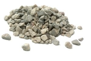 Pale of crushed stone isolated on white